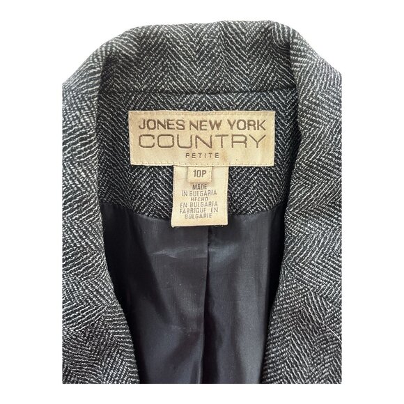 Jones New York Country Women’s 10P Wool Herringbone Blazer - Picture 3 of 5